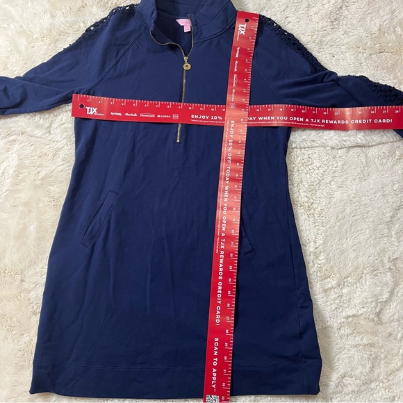 Lilly Pulitzer Skipper Solid Popover Knit Quarter Zip Dress Navy Blue large - Picture 5 of 6